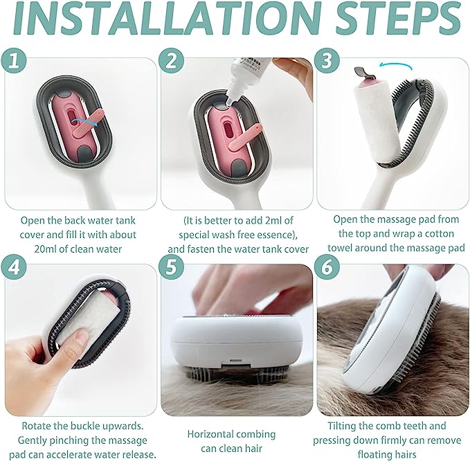 Kattborste Långhårig, 
Hundborste Långhårig, Dubbelsidig wipeorste för hundar och katter - Blå färg